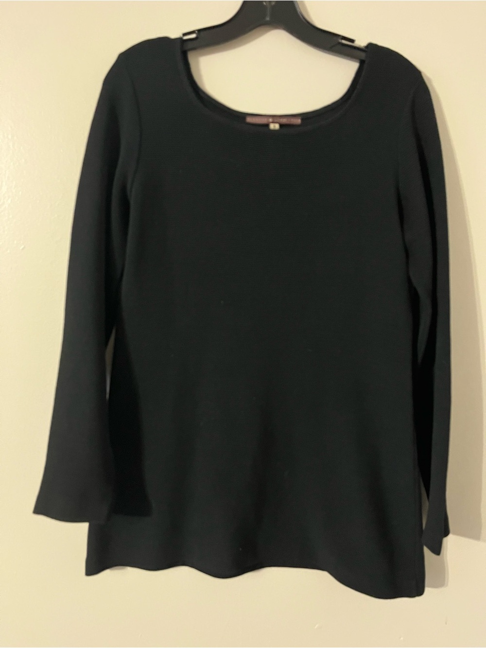 Peruvian Connection Black Long-Sleeve Scoop Neck 100% Baby Alpaca Sweater Sz S